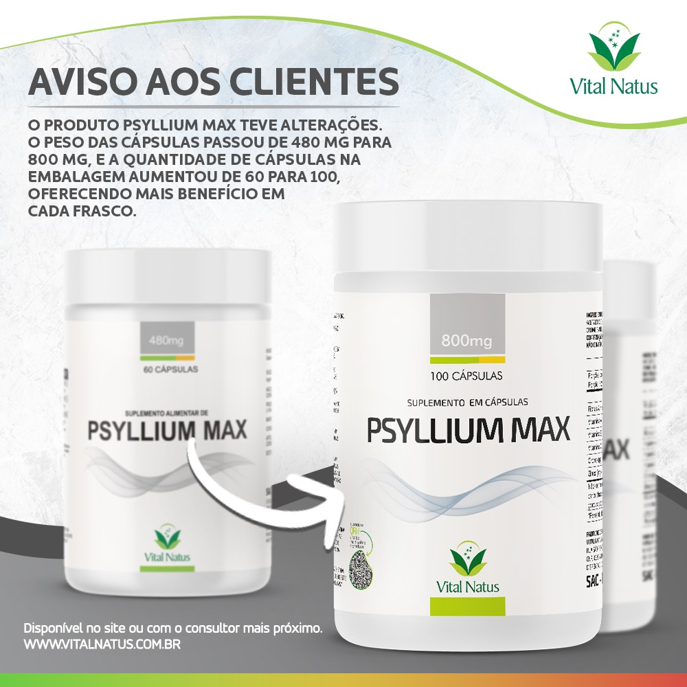 PSYLLIUM MAX 480mg  C/ 60  CAPSULAS